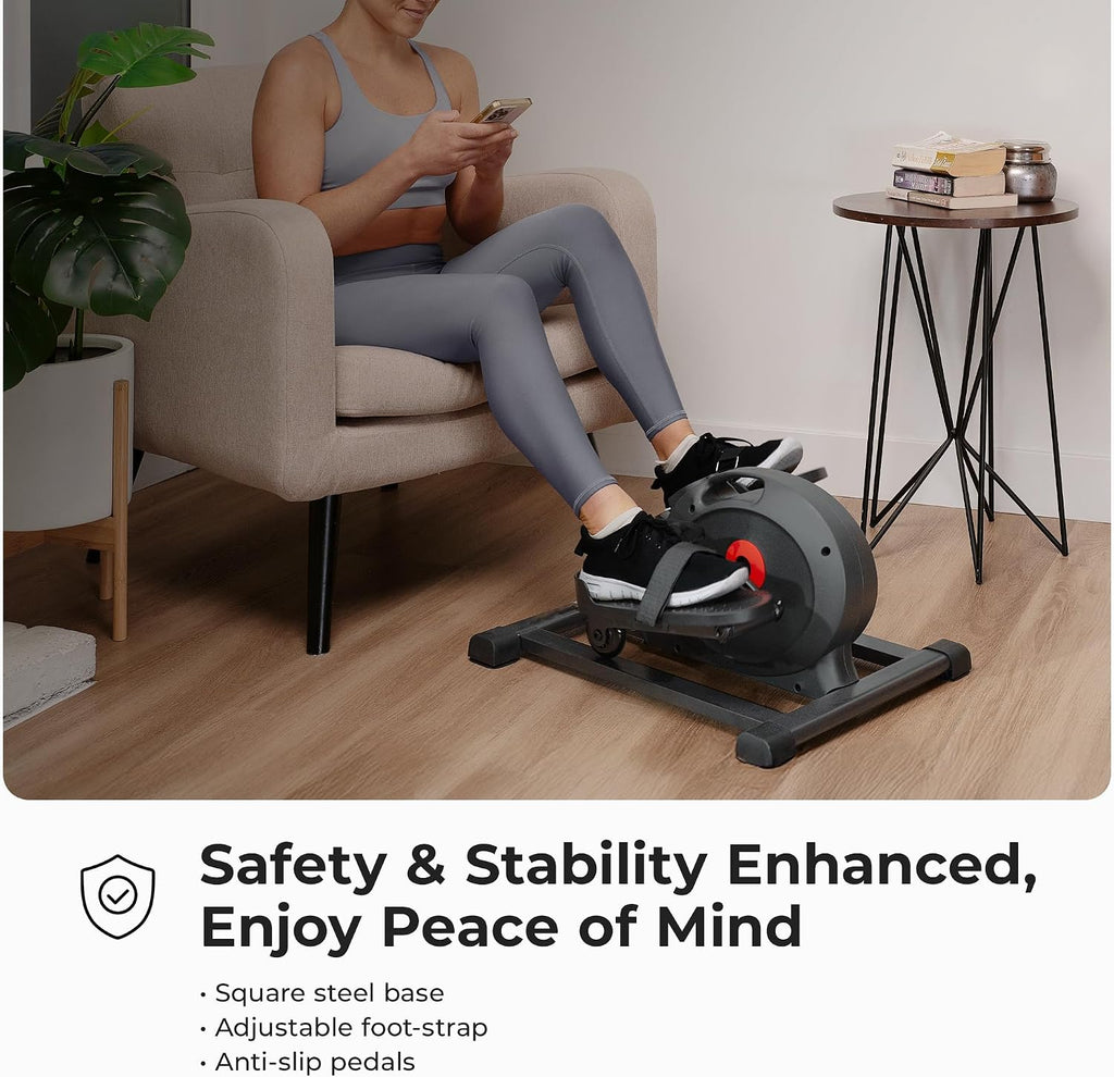 Sunny Health & Fitness Under Desk Pedal Elliptical Machine, Adjustable Resistance Leg Exerciser Office Home Workout While Sitting for Seniors