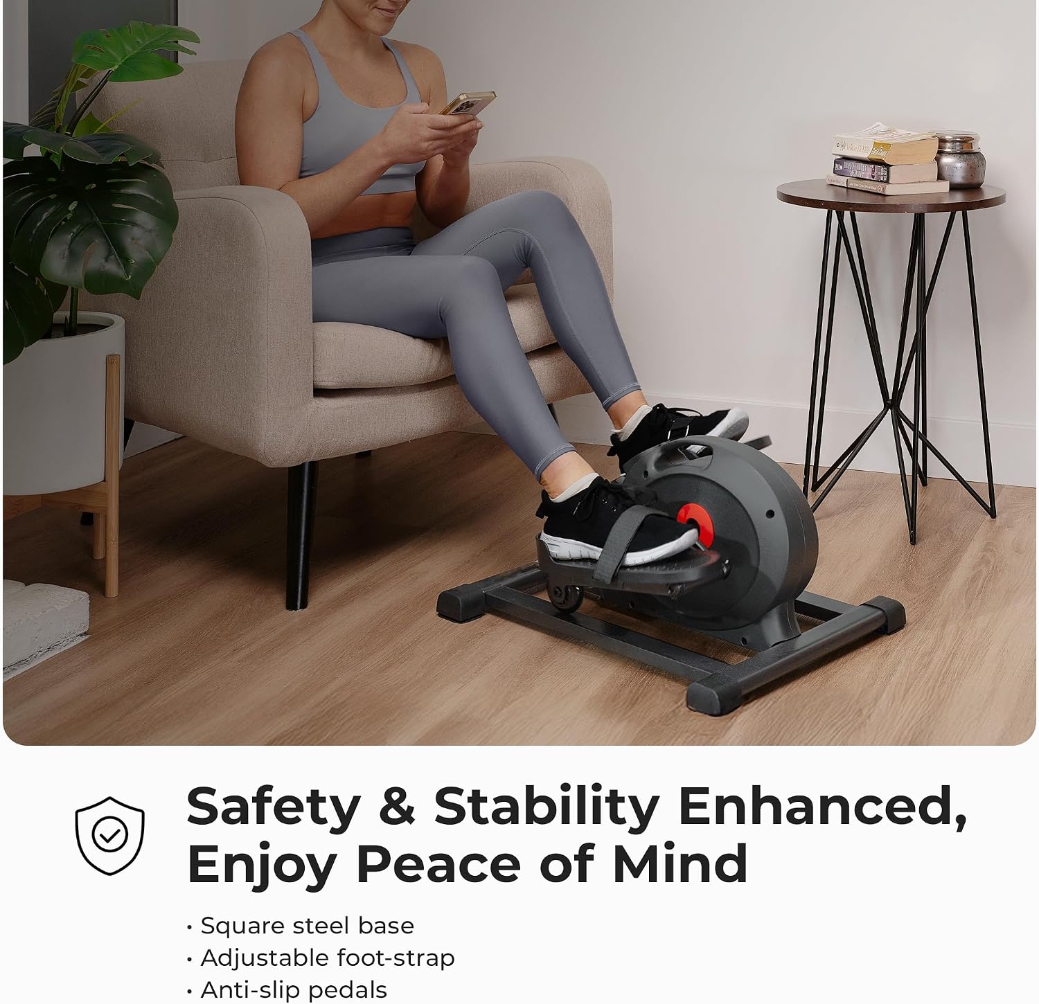 Sunny Health & Fitness Under Desk Pedal Elliptical Machine, Adjustable Resistance Leg Exerciser Office Home Workout While Sitting for Seniors