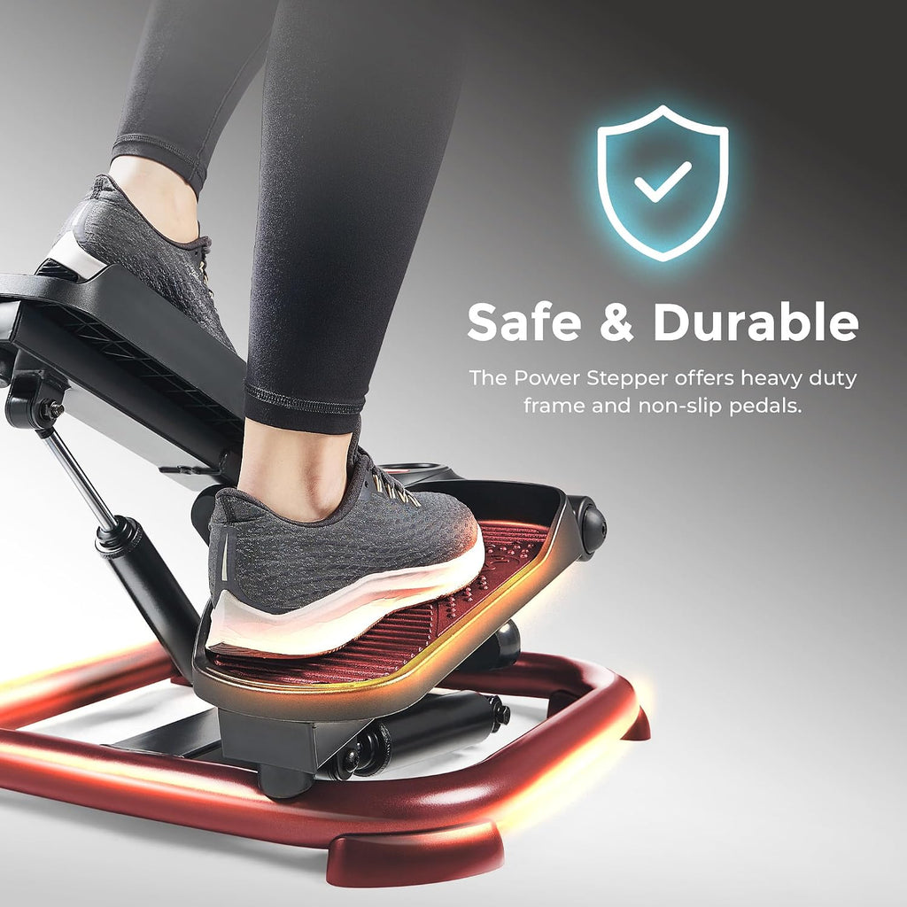 Sunny Health & Fitness 2-in-1 Power Stepper, 400 lb Weight Capacity, Resistance Bands, Height-Adjustable, Low-Impact Cardio, Bluetooth + SunnyFit App, SF-S021054