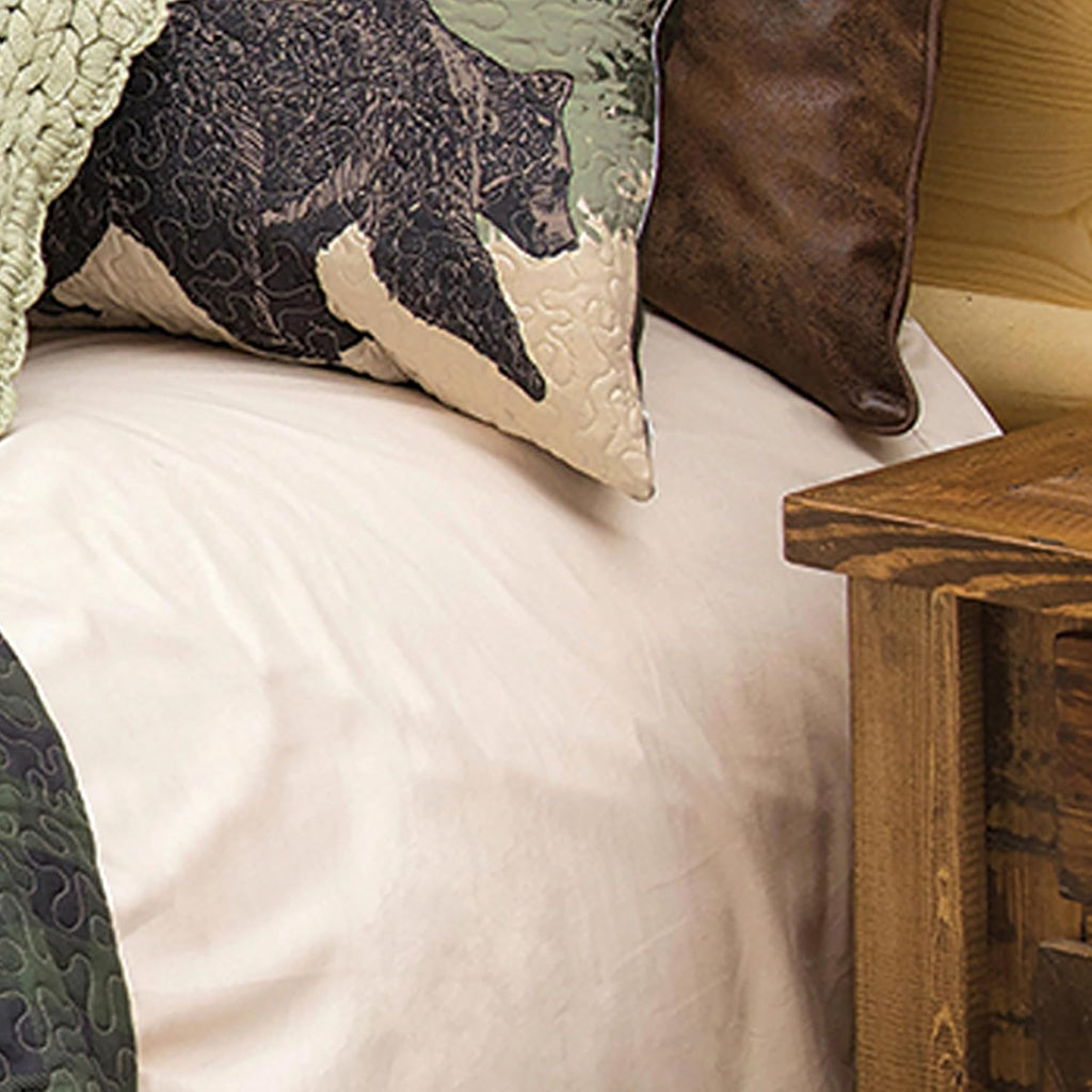 BLACK FOREST DECOR Black Bear Log Cabin Quilt Bed Set - King – Rustic Bedding, 105' x 95' Quilt with Shams