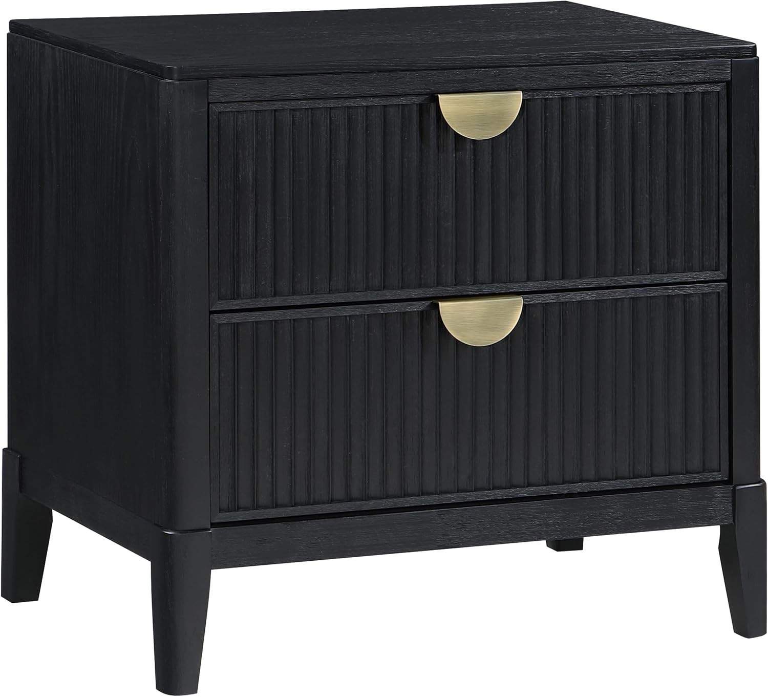 Coaster Home Furnishings Brookmead Transitional 4-Piece Bedroom Set Fabric Upholstered California King Size Panel Bed Frame 60-inch Headboard Black 224710KW-S4