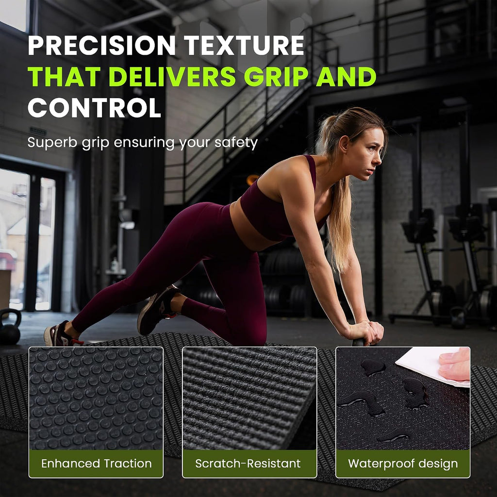 Stepwaver Extra Large Exercise Mat, 7'x5' 8'x6' 10'x6' (8mm) Extra Thick Workout Mats for Home Gym Flooring, Non-Slip, Ultra Durable, High-Density Gym Mat for Cardio,Yoga, Jump Rope, MMA, Weights