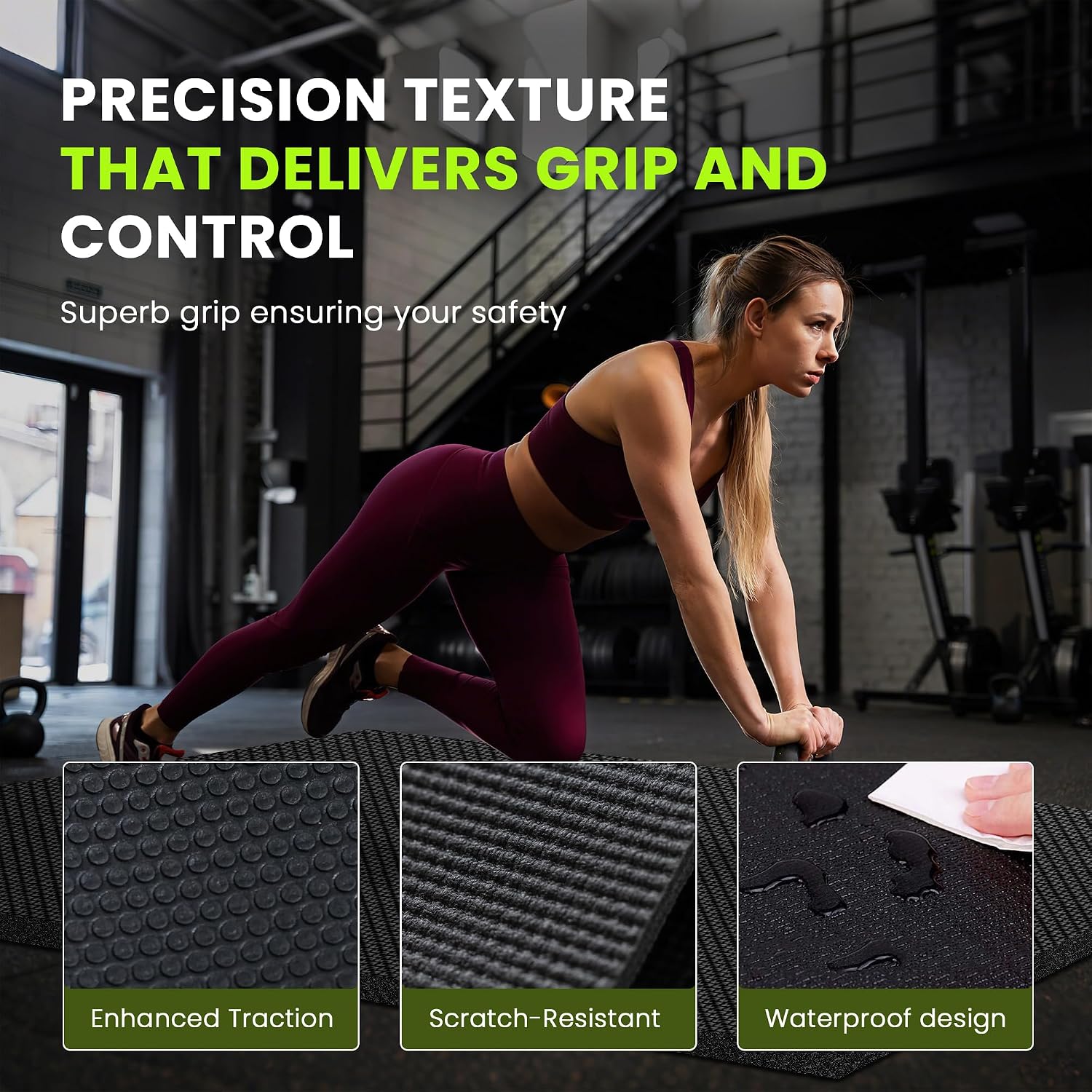 Stepwaver Extra Large Exercise Mat, 7'x5' 8'x6' 10'x6' (8mm) Extra Thick Workout Mats for Home Gym Flooring, Non-Slip, Ultra Durable, High-Density Gym Mat for Cardio,Yoga, Jump Rope, MMA, Weights