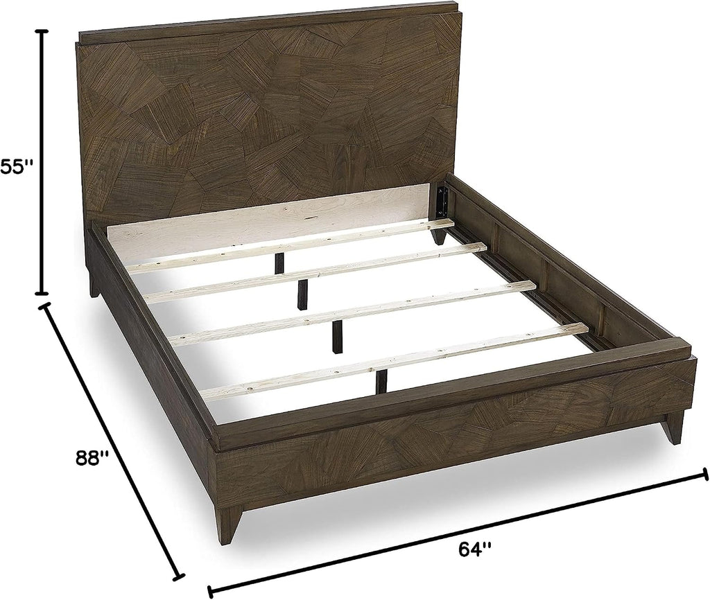 Modus Furniture Solid Wood Panel Bed, Queen, Broderick - Wild Oats Brown