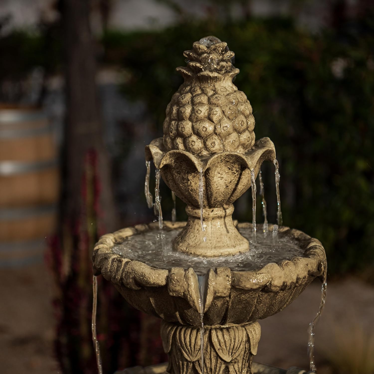 XBrand 58.3' 3-Tier Outdoor Freestanding Water Fountain - Classic Leaf Design, White Resin, Large Bird Bath with Pump - Ideal for Yard, Lawn and Garden, Porch Décor
