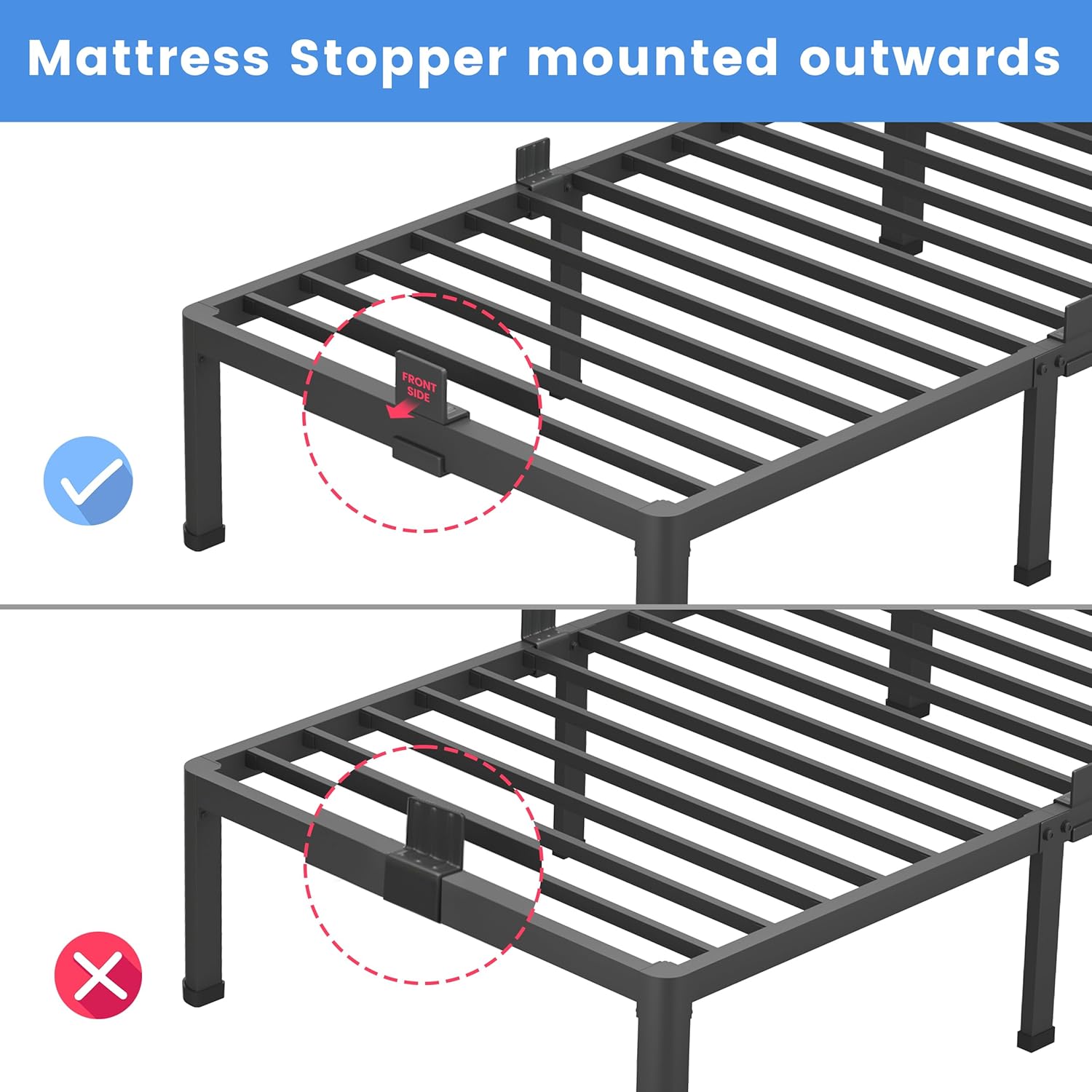 MAF 4 Inch King Metal Platform Bed Frame with Round Corner Legs, 3000 LBS Heavy Duty Steel Slats Support, Noise Free, No Box Spring Needed, Easy Assembly