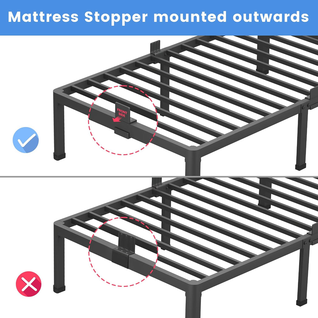 MAF 4 Inch Full Size Metal Platform Bed Frame with Round Corner Legs, 3000 LBS Heavy Duty Steel Slats Support, Noise Free, No Box Spring Needed, Easy Assembly