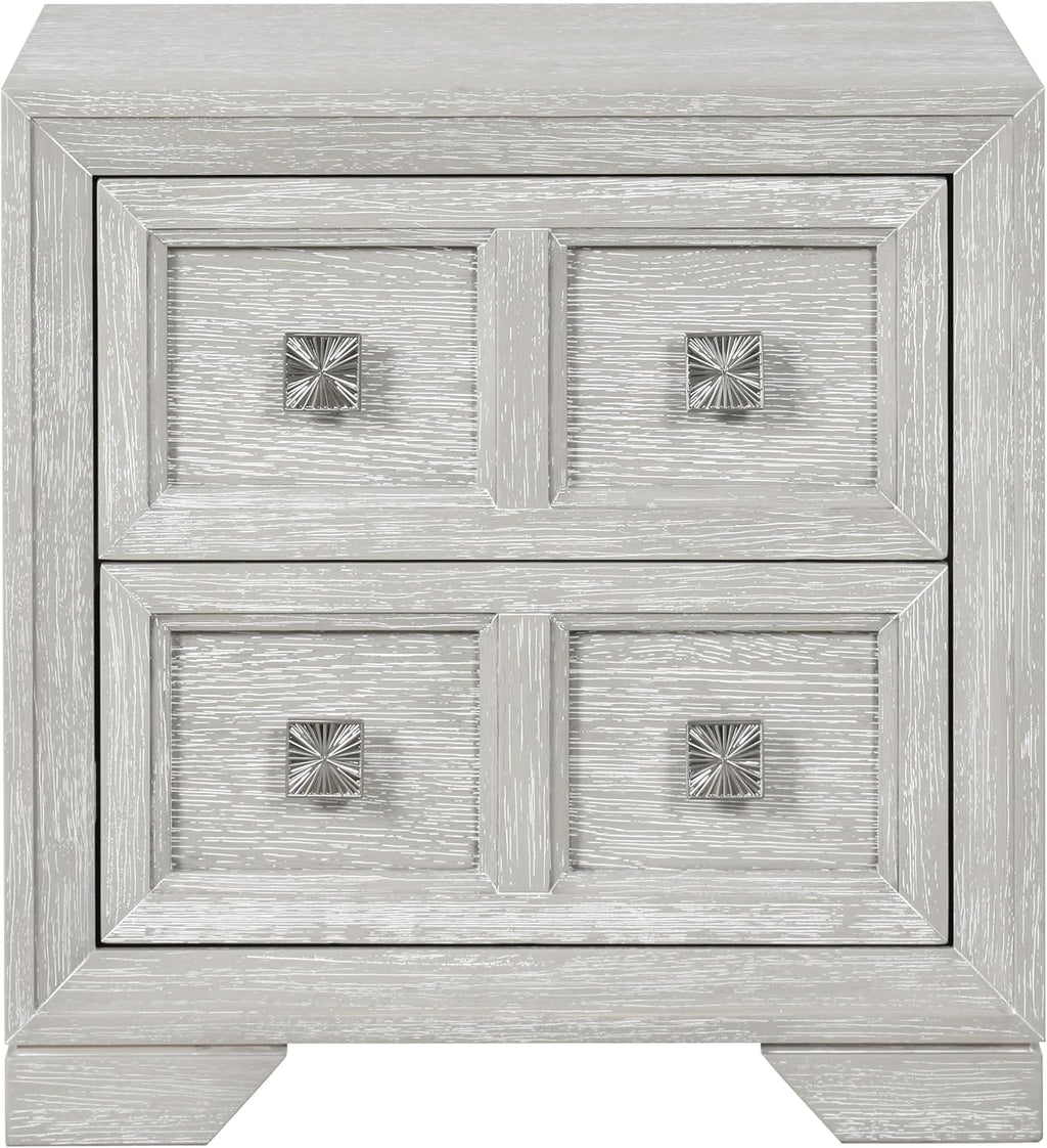 Furniture of America Narella Modern Wood 3-Piece Bedroom Set with Sunburst Pattern, Nickel Brushed Wire Hardware, Felt-Lined Top Drawers, Bracketed Feet, Box Spring Needed, Queen, Light Gray