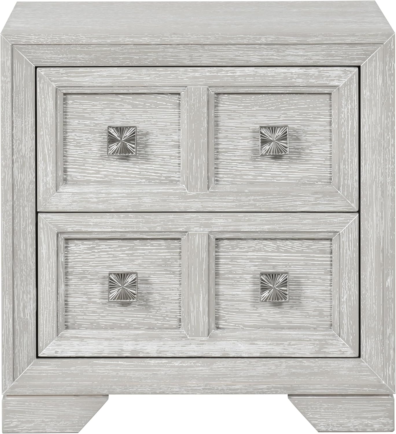Furniture of America Narella Modern Wood 3-Piece Bedroom Set with Sunburst Pattern, Nickel Brushed Wire Hardware, Felt-Lined Top Drawers, Bracketed Feet, Box Spring Needed, Queen, Light Gray