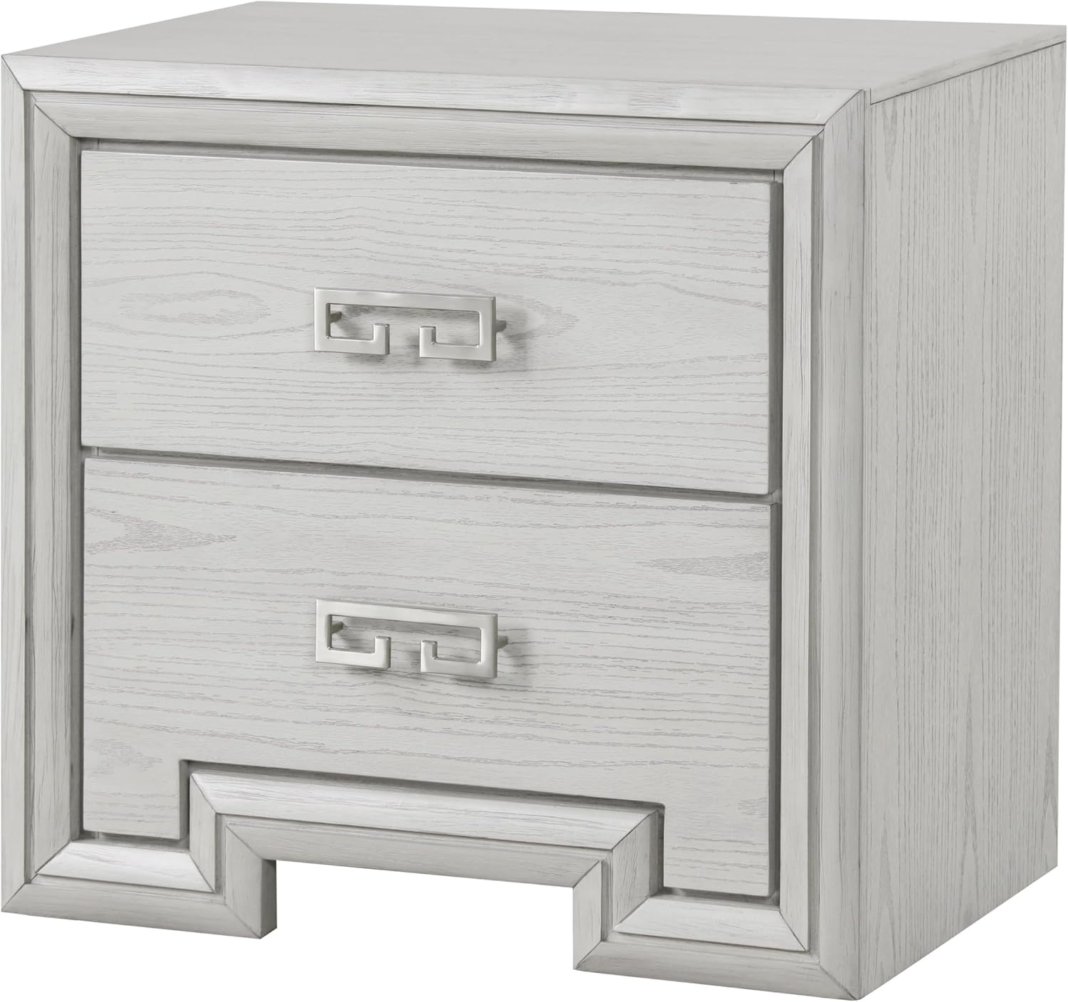 Furniture of America Babsi Modern Wood 3-Piece Bedroom Set with Greek Key Pull, USB Chargers on Nightstand, Felt-Lined Top & Cedarwood-Lined Bottom Drawers, Box Spring Needed, Queen, Rustic White