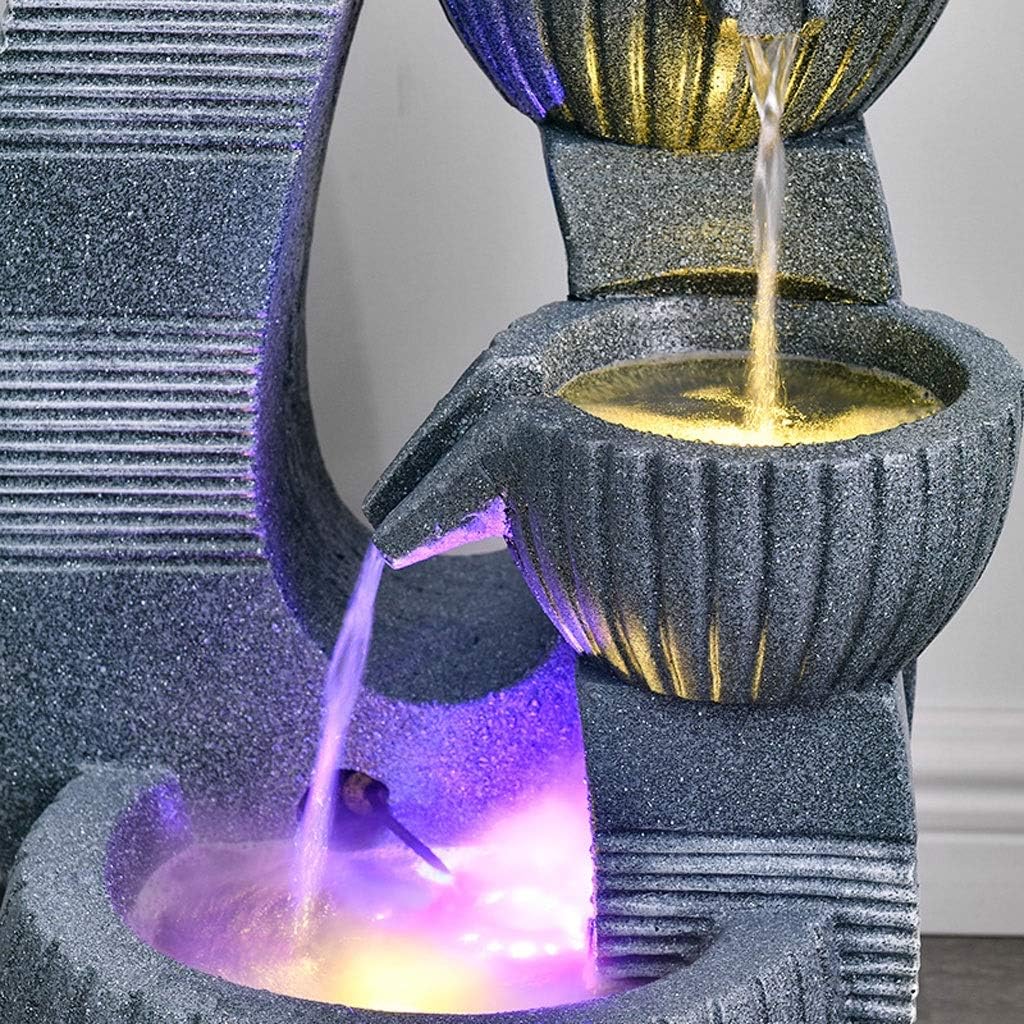 Tabletop Fountains Indoor/Outdoor Table-Top Water Fountain 4 Tiered Bowls Waterfall Water Fountain for Table Desk Yard Garden Patio Deck Home Relaxation 23.6' Height Gray Desktop Waterfall