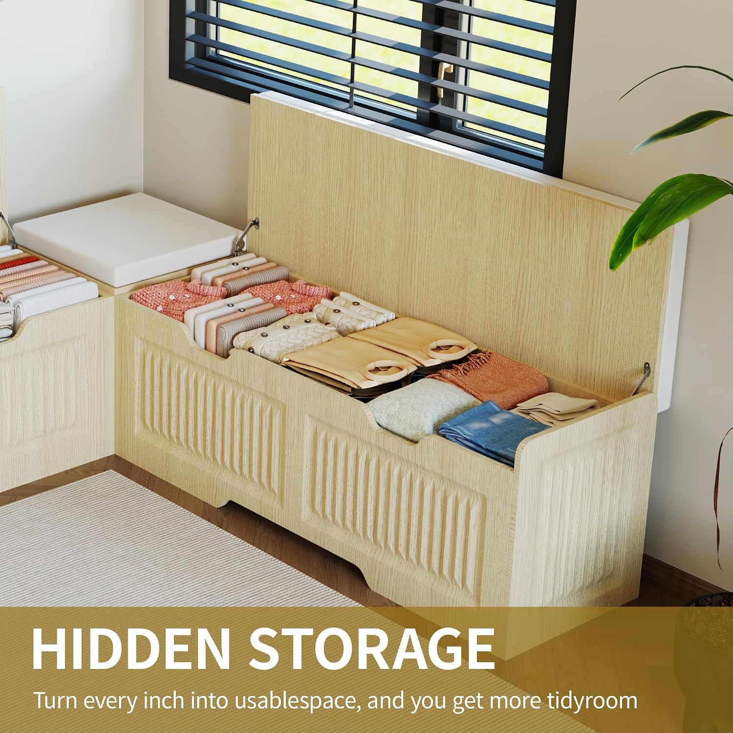 L-Shaped Storage Bench, Corner Bench with Storage,Kitchen Breakfast Nook Bench, with Large Hidden Storage Space,Suitable for Dining Nook,Kitchen Corner and Entryway(Wood color-02)