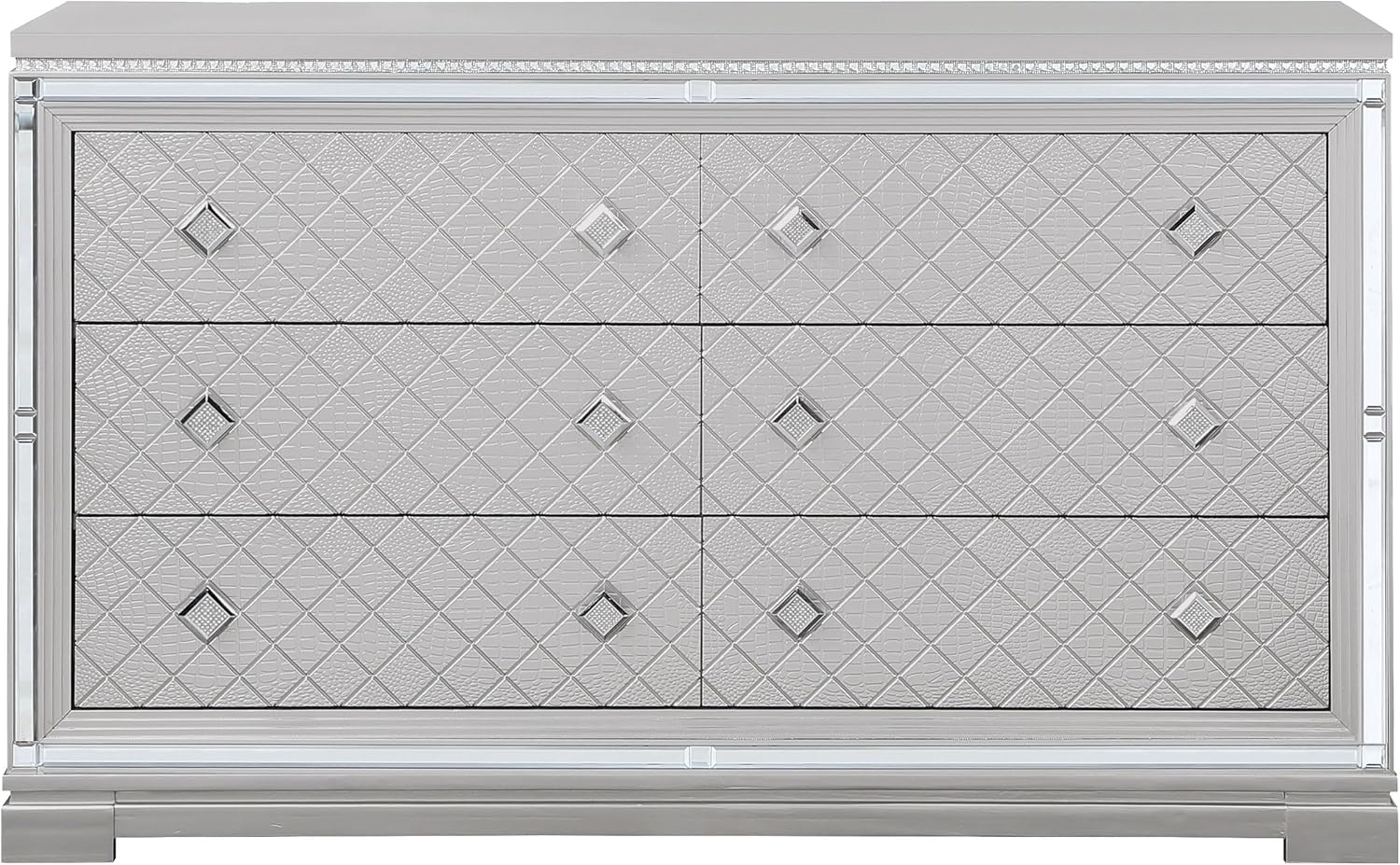 Coaster Home Furnishings Eleanor Modern Classic 4-Piece Bedroom Set Velvet Upholstered California King Size Panel Bed Frame 62-inch Headboard Metallic Mercury 223461KW-S4