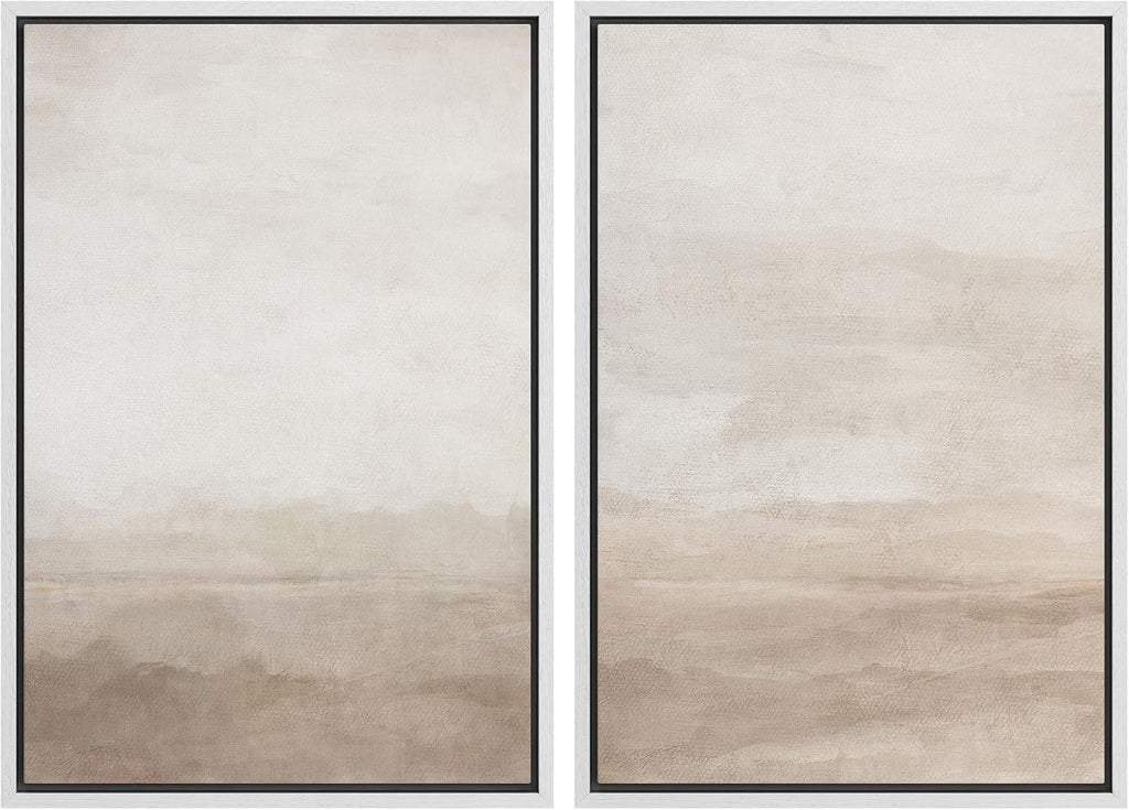 SIGNWIN Framed Canvas Print Wall Art Abstract Wave Pattern Modern Art Minimalist Neutral Decor for Living Room, Bedroom, Office - 24'x36'x2 White