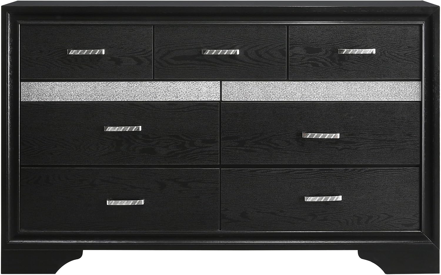 Coaster Home Furnishings Miranda Contemporary 4-Piece Bedroom Set Fabric Upholstered California King Size Panel Bed Frame 54-inch Headboard Black 206360KW-S4