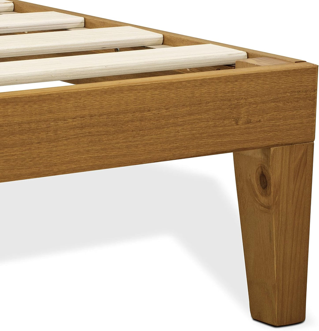 East West Furniture DNP-23-K King Size Platform Bed Frame with 4 Solid Wood Legs and 2 Extra Center Legs - Oak Finish