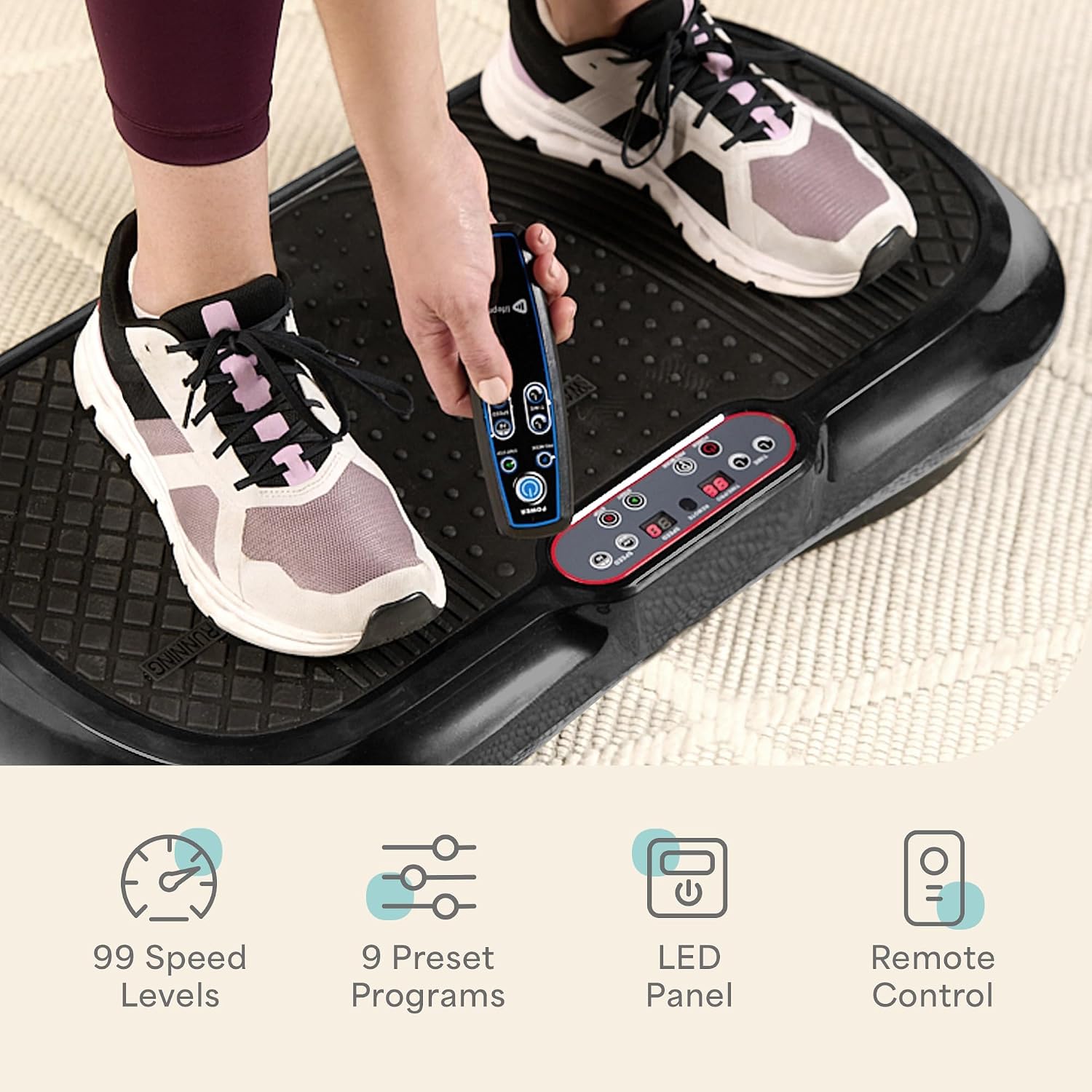 Lifepro Waver Vibration Plate Exercise Machine – High-Intensity Vibration Plate for Lymphatic Drainage – Full-Body Workout Vibrating Platform with Loop Bands – Fitness Equipment for Strength & Toning