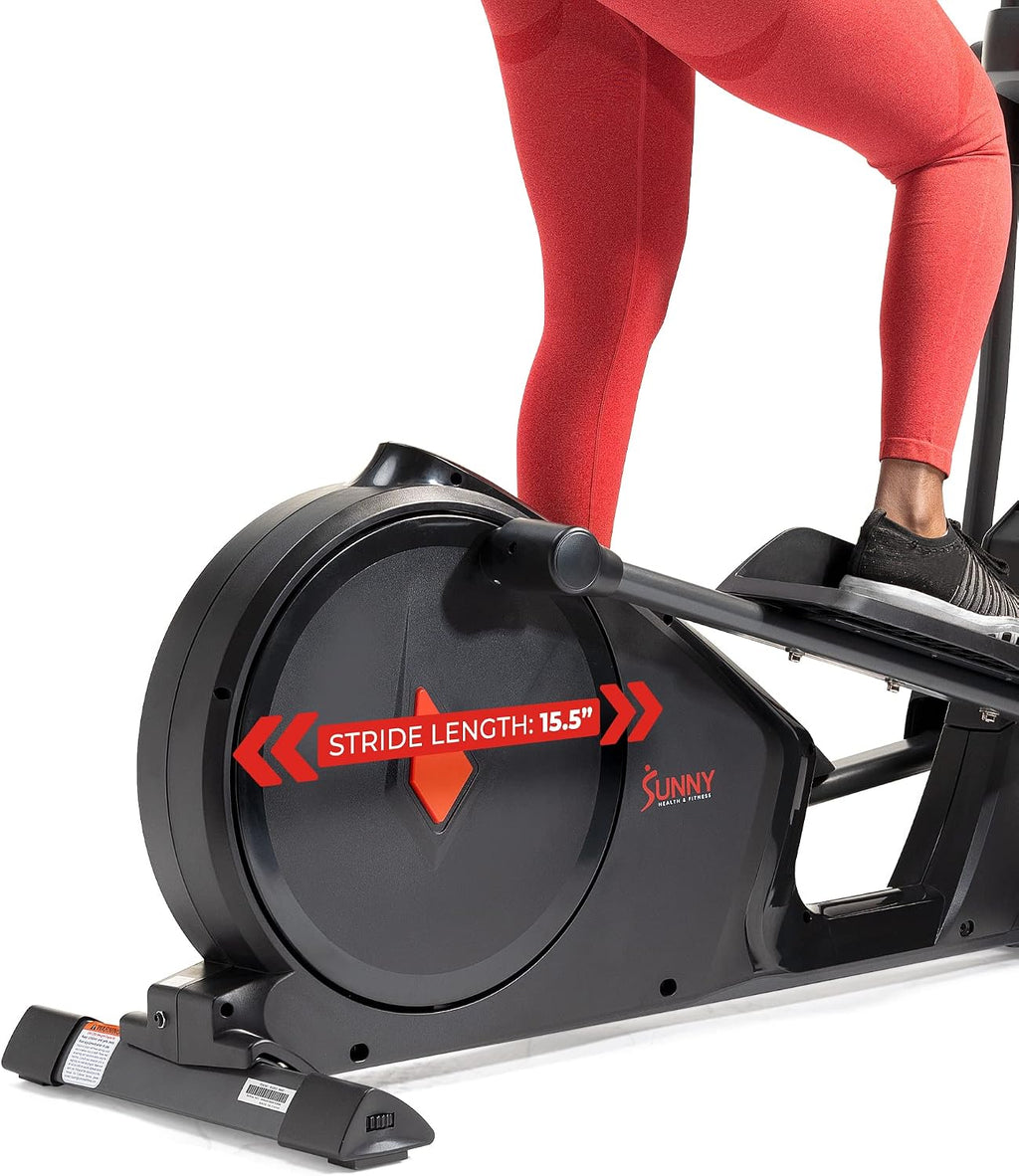 Sunny Health & Fitness Elliptical Machine with Extended Stride, Ultra Quiet 300 lbs Capacity Cross Training Cardio Fully Body Exercise for Home, Sunny Fit App Access, Optional 12' or 16' Stride Length