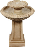 Sunnydaze Beveled Flower 28-Inch 2-Tier Outdoor Water Fountain - Backyard Water Feature & Bird Bath for Patio, Yard or Deck