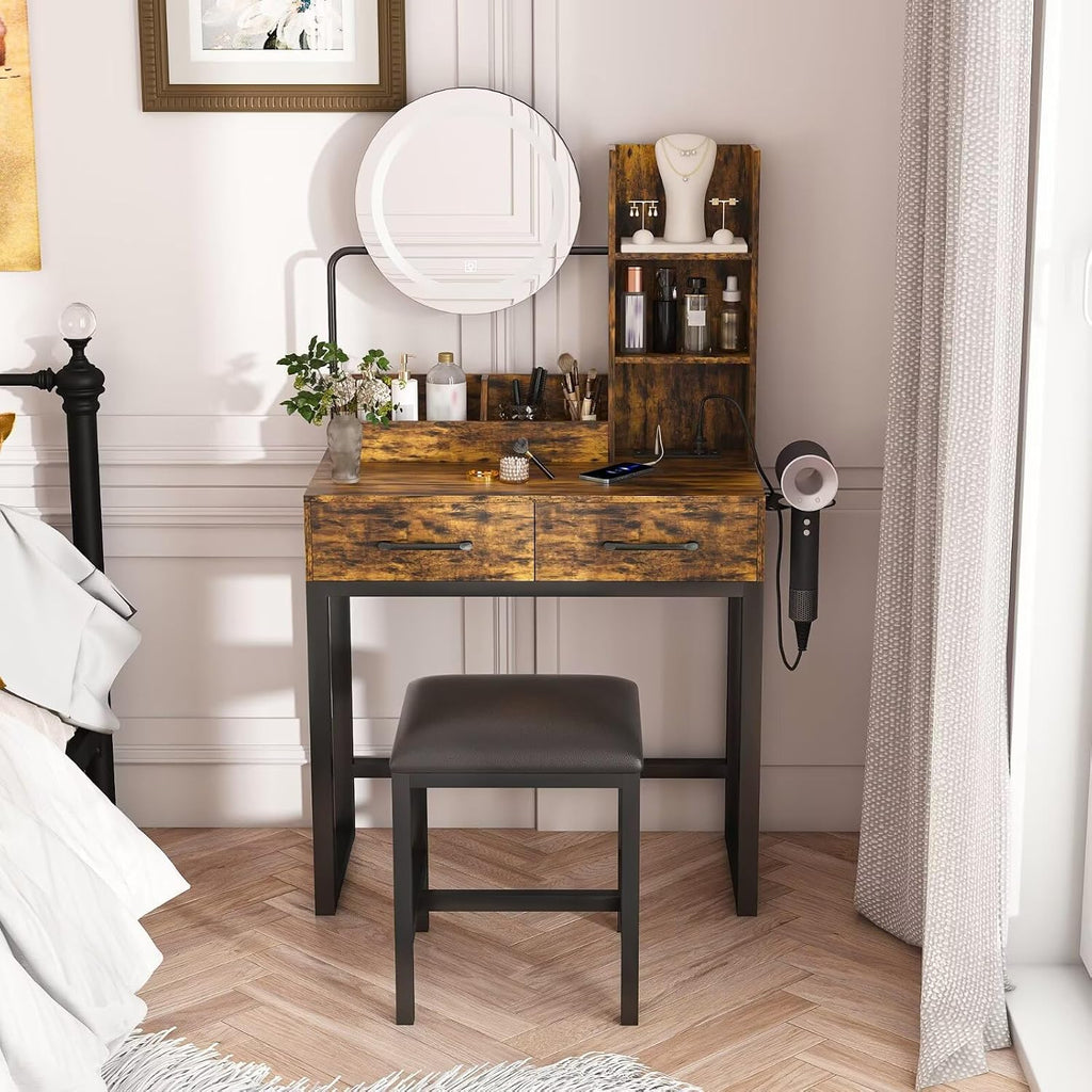 Vanities & Vanity Benches (Retro Gray+ 2 Drawers)