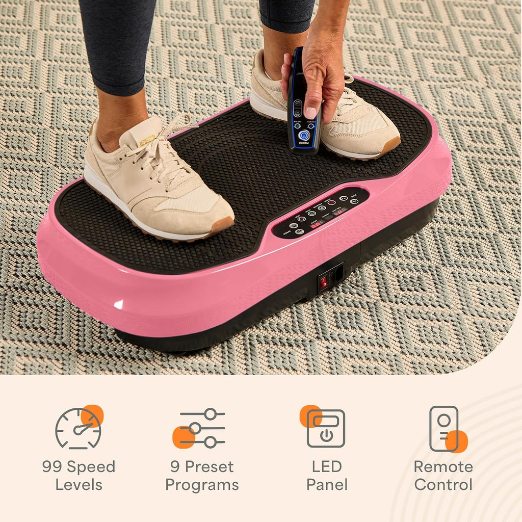 Lifepro Waver Mini Vibration Plate Exercise Machine with Remote & Bands — Compact Whole Body Vibrating Plate for Lymphatic Drainage & Muscle Toning — Shake Machine with 99 Speed Levels & 10 Presets