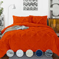 Crown Collection Luxuriate Hotel 1000-TC Hypoallergenic Ultra Soft Design 100% Egyptian Cotton Super King Plus 120X120 Orange Solid Pinch Pleated Duvet Cover with Zipper Colser & 2pcs Pillow Case Set
