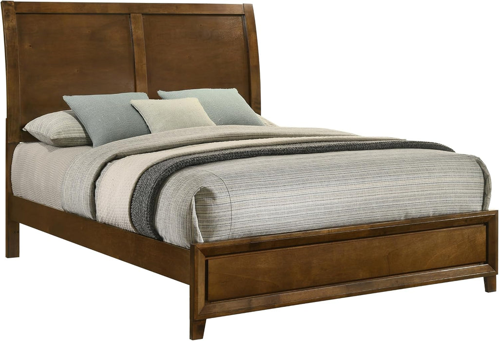 New Classic Furniture Ballard 4-Piece Wood Queen Bedroom Set with Nightstand, Walnut Brown