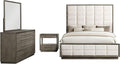 Coaster Home Furnishings Durango Transitional 4-Piece Bedroom Set Boucle Upholstered Eastern King Size Panel Bed Frame 80-inch Headboard Washed Oak 223271KE-S4
