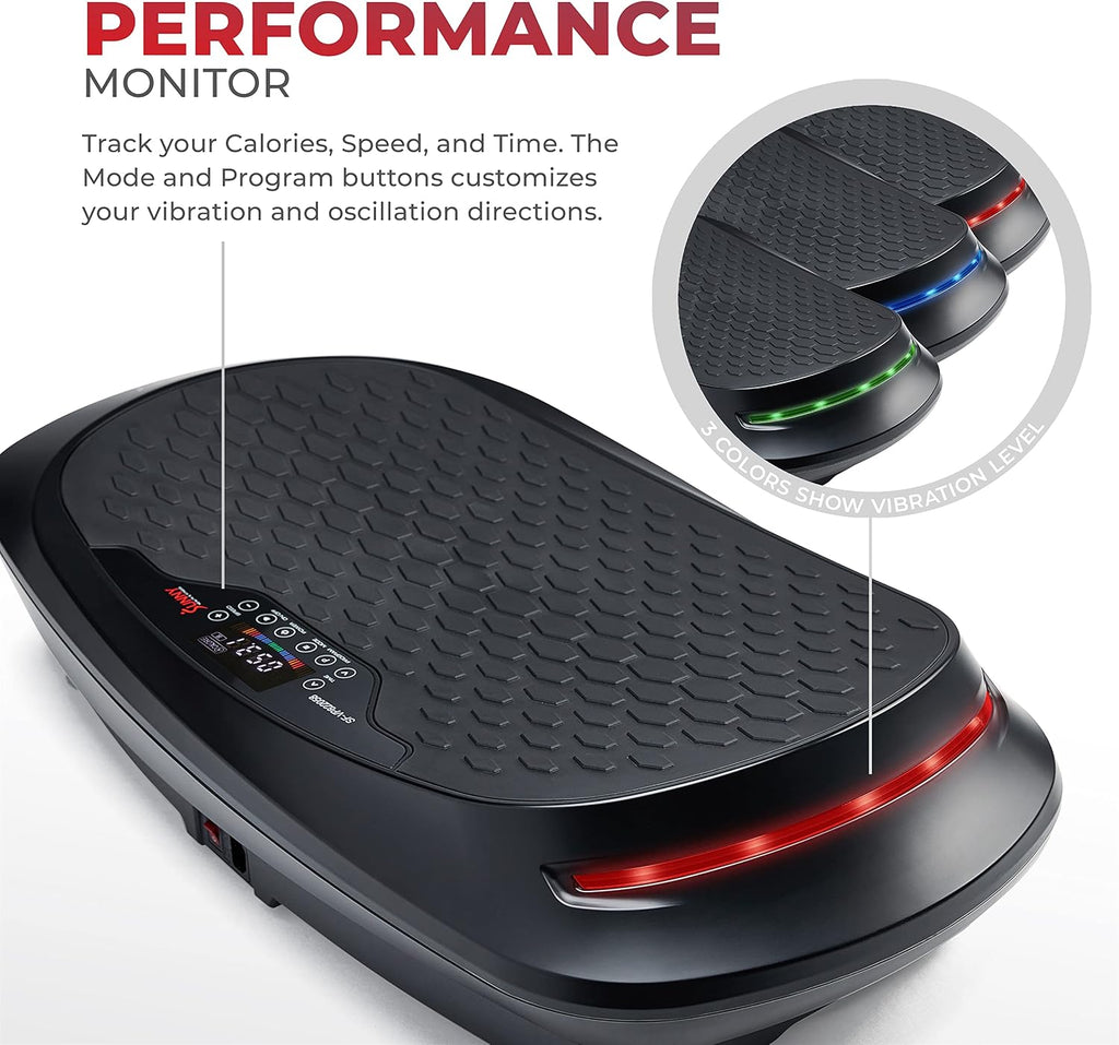 Sunny Health & Fitness Fitboard Vibration Platform Exercise Machine with Multiple Speed Settings and Vibration Modes for Multipurpose Workouts