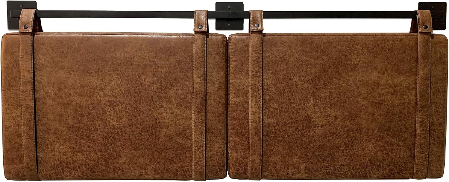 Nathan James Harlow Modern Wall Mount Hanging Headboard, Queen, Brown Faux Leather