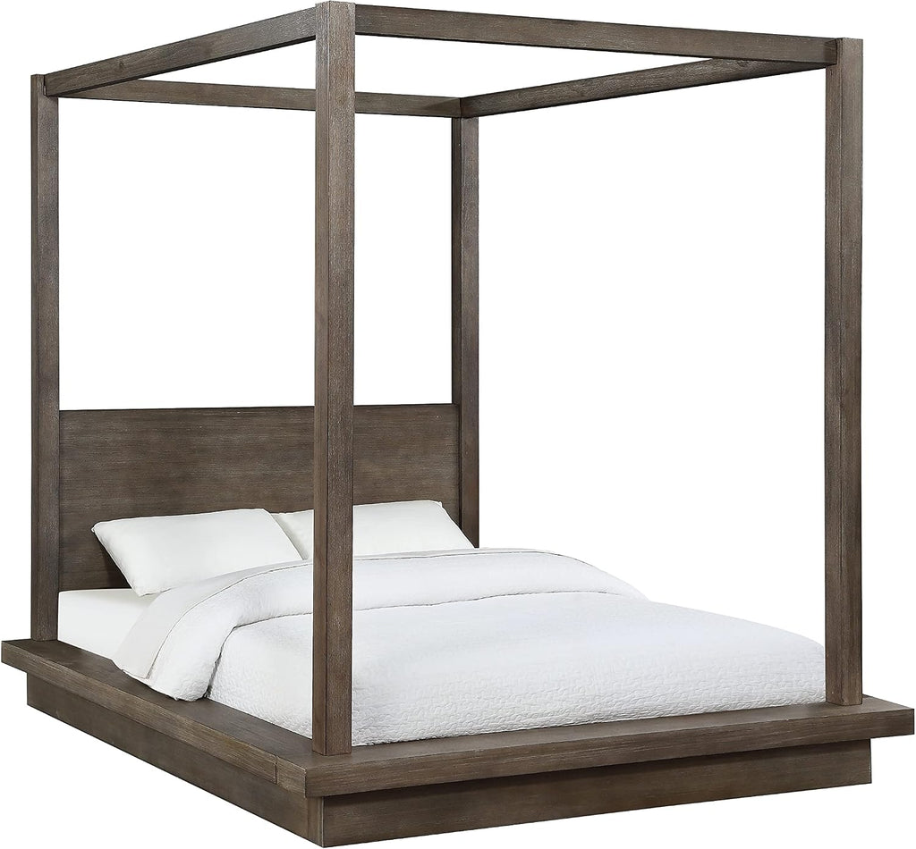 Modus Furniture Solid Wood Canopy Bed, Full, Melbourne - Dark Pine