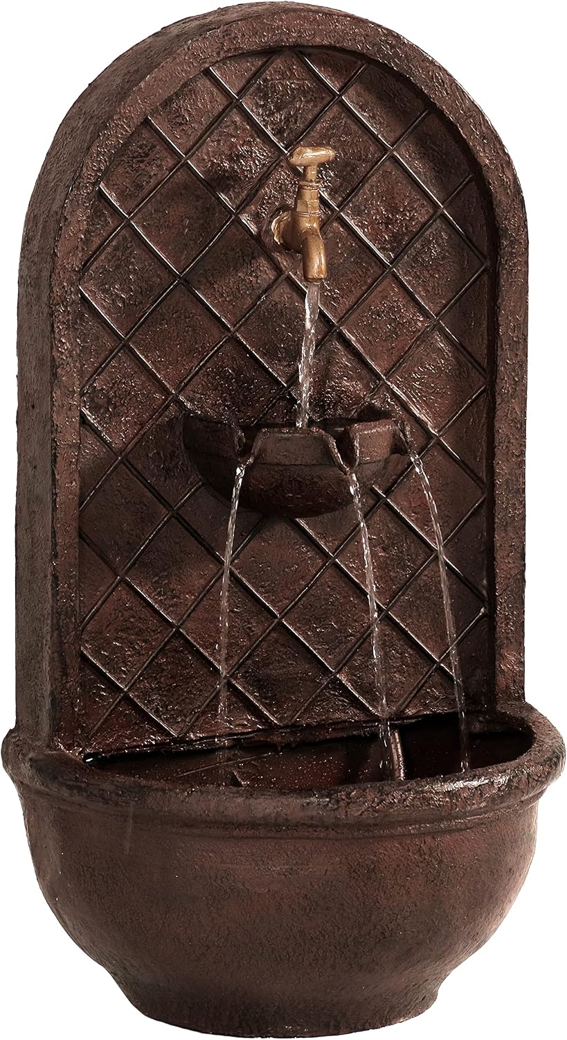 Sunnydaze Messina 26' Outdoor Wall Water Fountain with Pump - Bronze - Electric