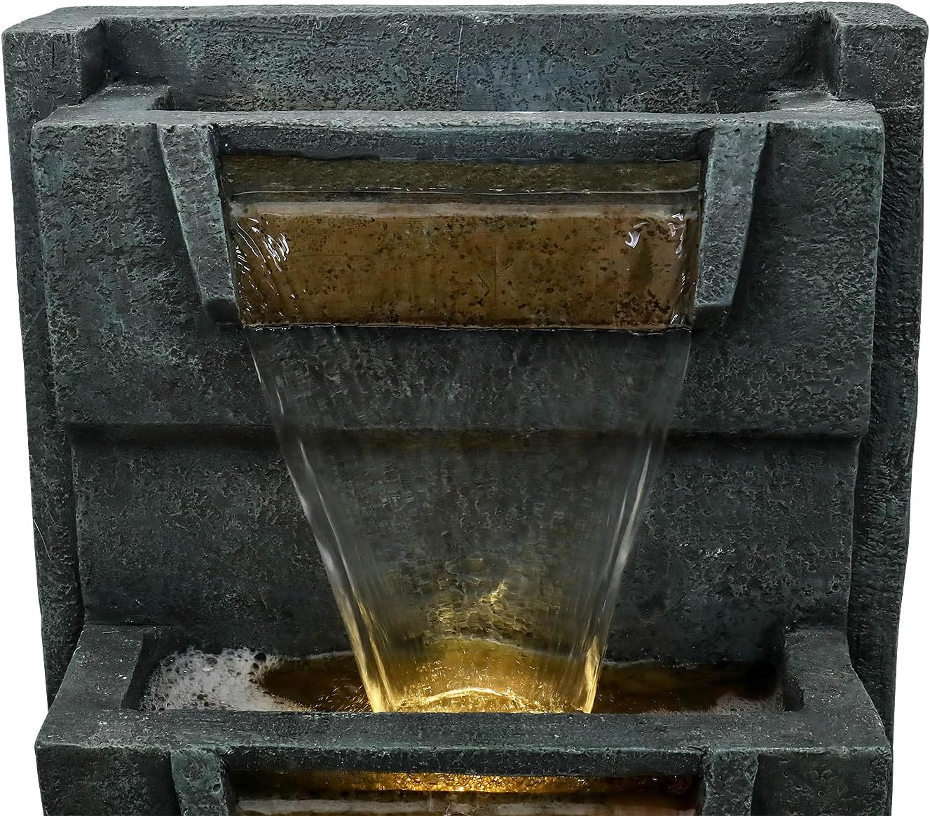 SunJet 39.3inches High Modern Water Fountain – 5-Tier Outdoor/Indoor Water Fountain with Soothing Water Sounds & Warm LED Light, Perfect for Garden, Patio, Home & Office