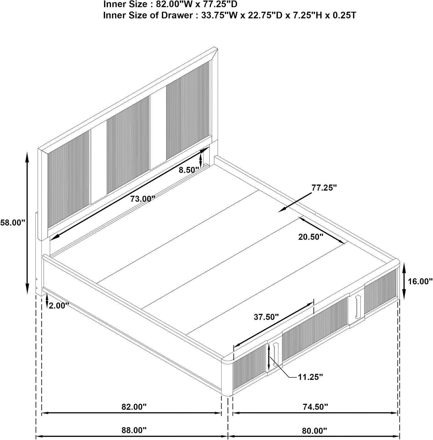 Coaster Home Furnishings Terrace Transitional 4-Piece Bedroom Set Eastern King Size Storage Panel Bed Frame 58-inch Headboard Ash Brown 224900KE-S4