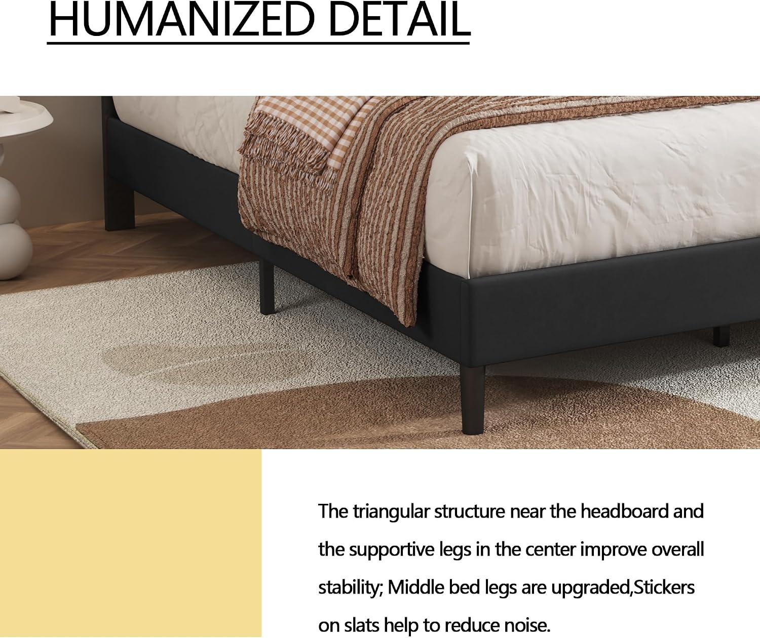 alazyhome Queen Size Black Modern Upholstered Platform Bed Frame with Button Tufting Headboard Solid Wood Slats Support No Box Spring Needed Easy Assembly