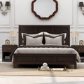 3 Pieces King Size Bedroom Furniture Set, Solid Wood King Size Platform Bed + 2 Night Stand, Platform Bed with Center Support Legs, Rustic Inviting Classic Brown, Distressed, Slightly Rustic Look