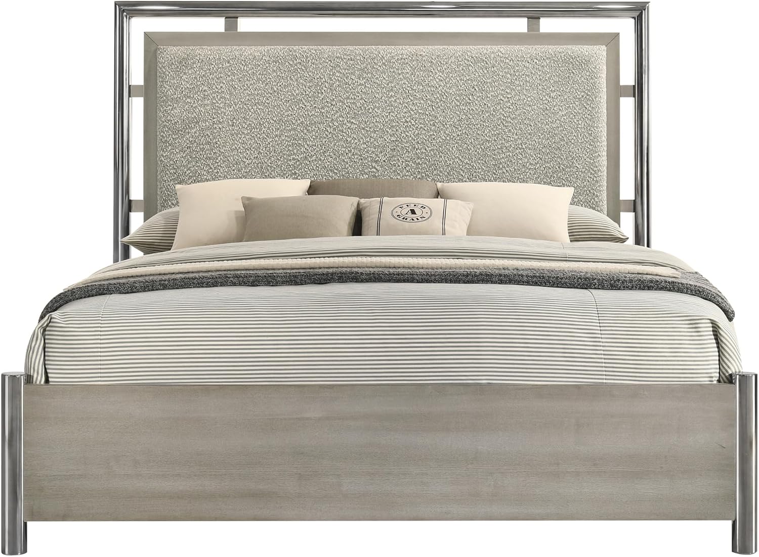 New Classic Furniture Lennox 4Pc Wood Cal King Bedroom Set w Nightstand, Gray