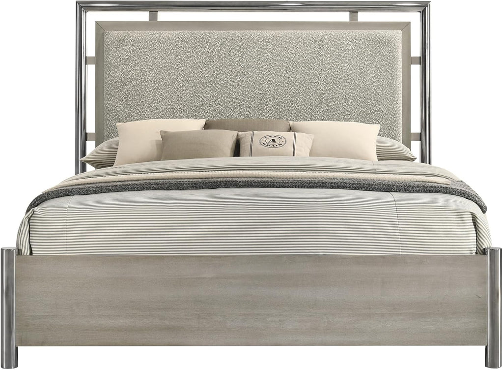 New Classic Furniture Lennox 4Pc Wood Queen Bedroom Set w Nightstand, Gray