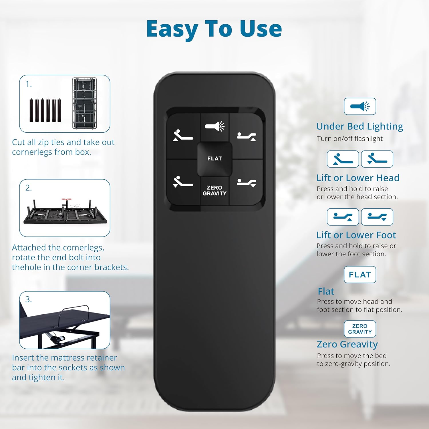 EGOHOME Split King Adjustable Bed Frame and 14 inch Charcoal Gel Memory Foam Mattress Set, Metal Foldable Bed Base with Remote, Independent Head and Foot Incline, Zero Gravity Mode, Easy Assembly