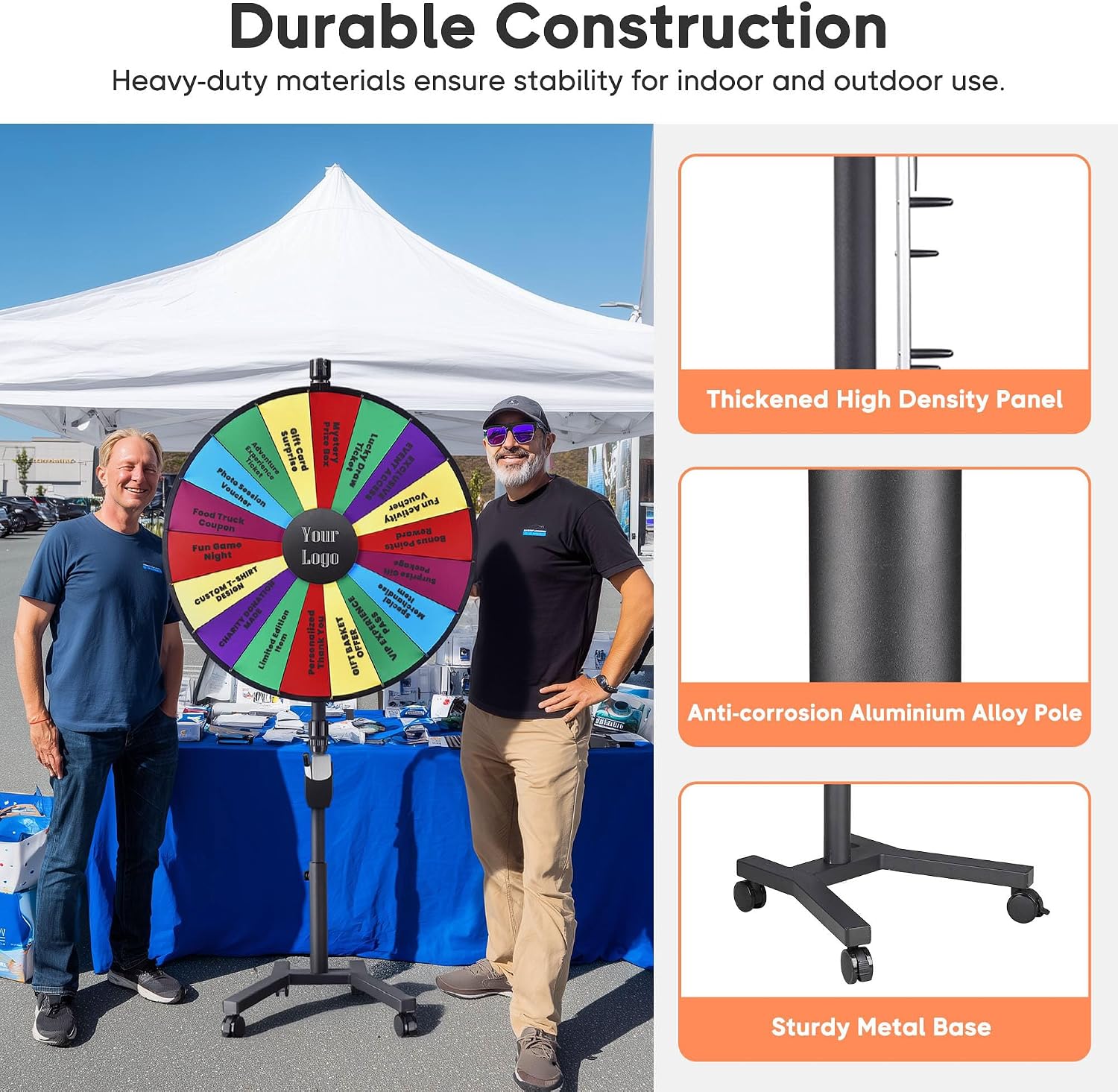 WinSpin 36' 3in1 Prize Wheel with Mobile Base Custom Center Trade Show Market