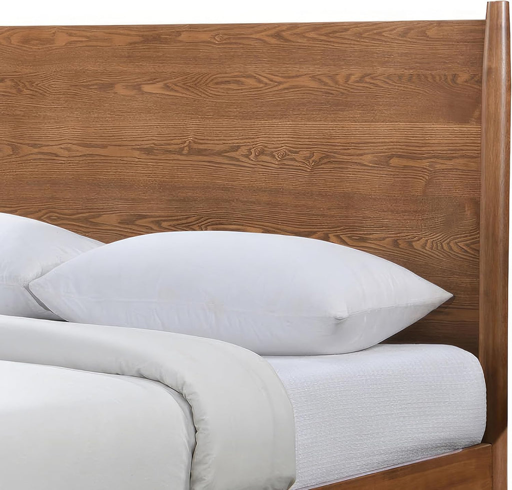Furniture of America Wyatt Modern Solid Wood Full Bed Frame with Headboard, Wooden Bedframe for Bedroom, Guest Room, No Box Spring Needed, Walnut, Standard Platform