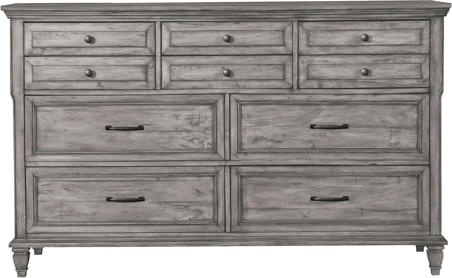 Coaster Home Furnishings Avenue Farmhouse 4-Piece Bedroom Set Eastern King Size Panel Bed Frame 68-inch Headboard Weathered Grey 224031KE-S4