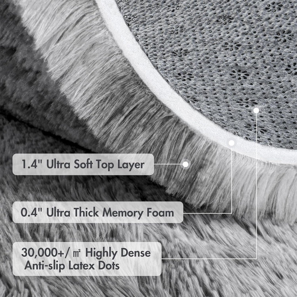 9x12 Ft Extra Large Shag Rugs for Living Room, Tie Dyed Ultra Soft Fluffy Furry Area Rugs for Bedroom Indoor Floor, Aesthetic Carpet for Kids Home Decor (Grey)