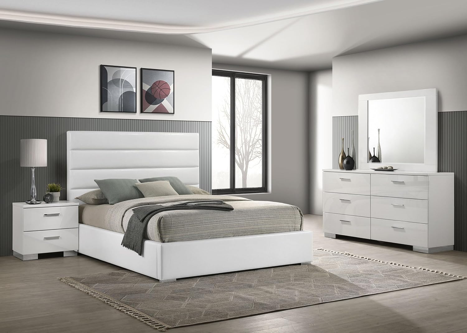 Coaster Home Furnishings Felicity 4-Piece California King Bedroom Set White High Gloss 203511KW-S4