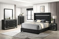 Generic Black Finish Upholstered King Size Channel Tufting Panel Bed 5pc Wooden Bedroom Set, HS00B9295K5pc