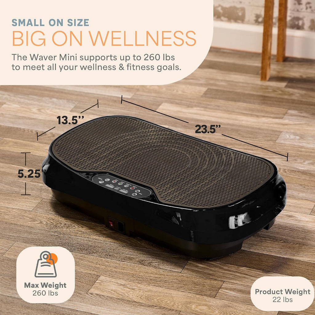 Lifepro Waver Mini Vibration Plate Exercise Machine with Remote & Bands — Compact Whole Body Vibrating Plate for Lymphatic Drainage & Muscle Toning — Shake Machine with 99 Speed Levels & 10 Presets