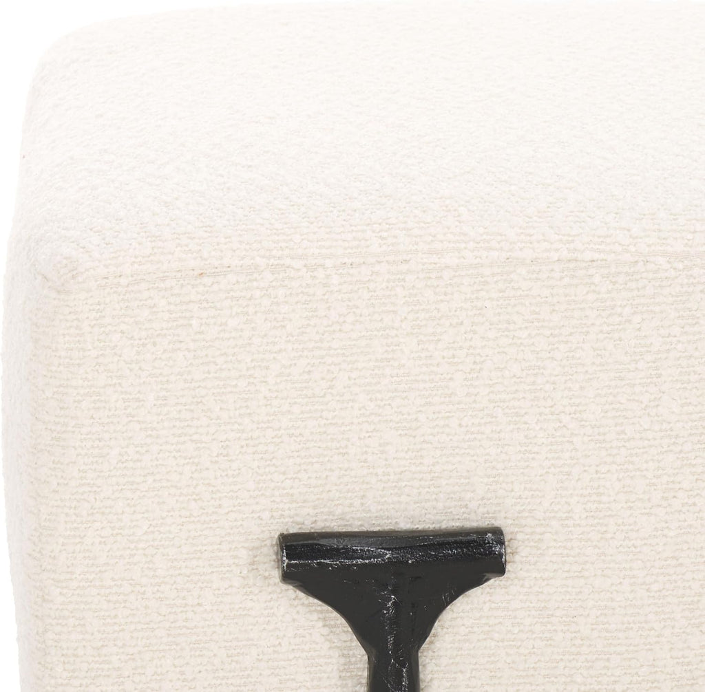 SAFAVIEH Couture Collection Jessa Glam Ivory Boucle & Black Bench