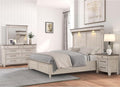 Roundhill Furniture Walcott 4-Piece Bedroom Set with Touch LED Lighting, Weathered Dusty-Taupe Finish, King