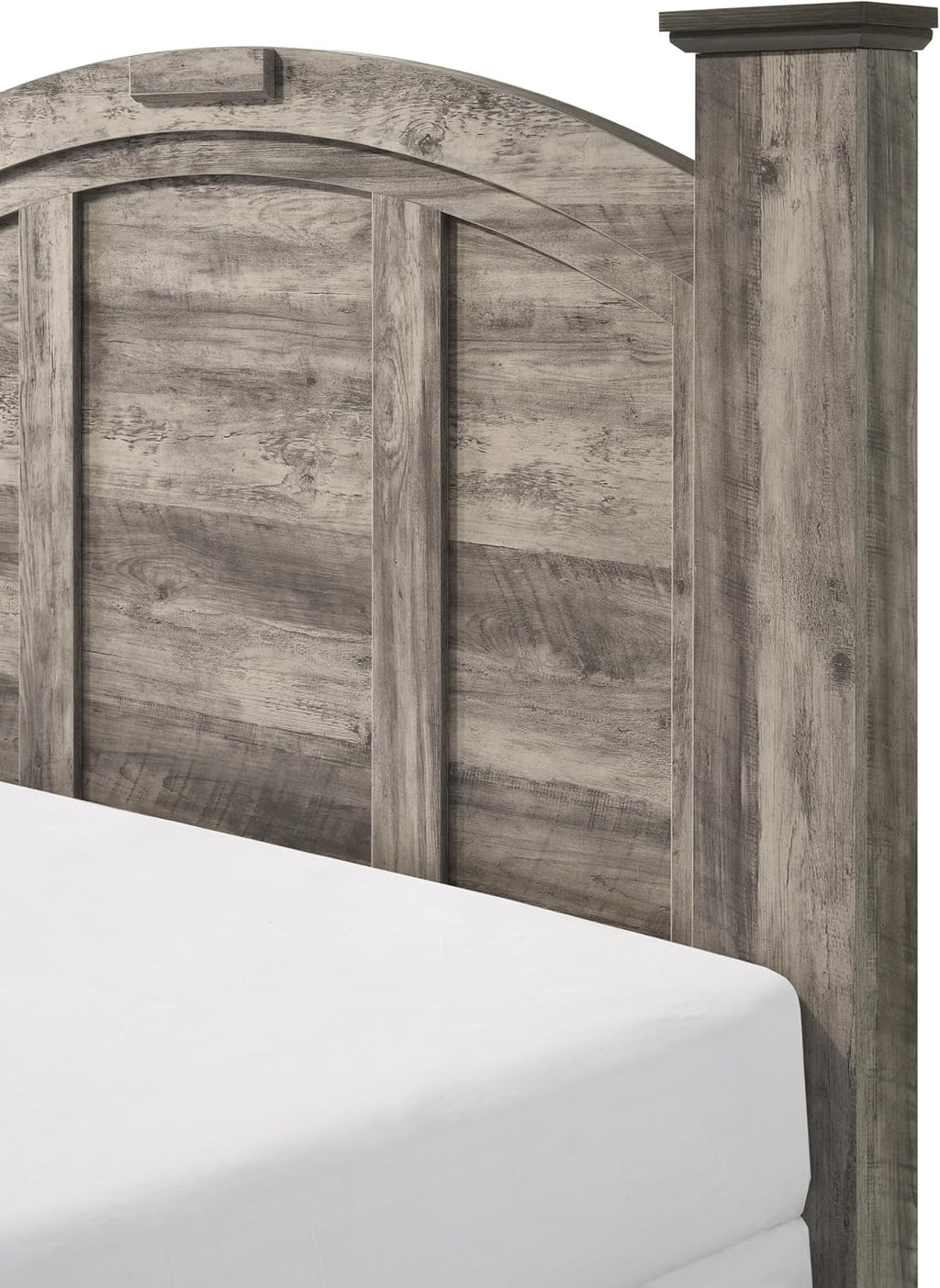 Generic Rustic Gray Poster King Size 3pc Panel Bed Set Storage Wooden Master Bedroom Furniture, Grey