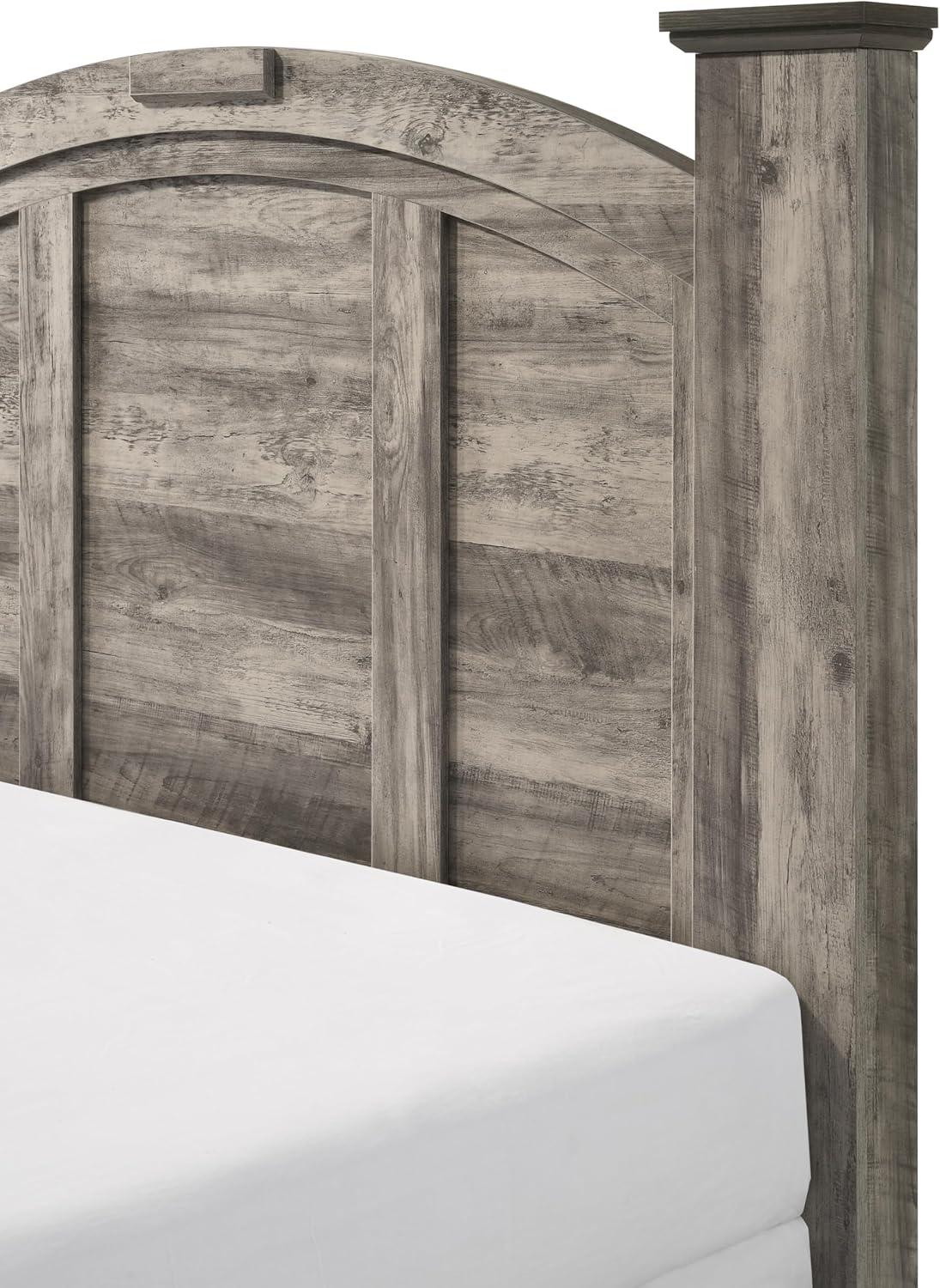 Generic Rustic Gray Poster King Size 6pc Panel Bed Set Storage Wooden Master Bedroom Furniture, Grey